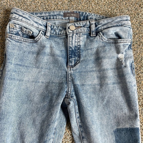 DL1961 Harper Boyfriend Girl's Jeans Size 16 Distressed Light Wash Stretch Denim - Picture 2 of 8